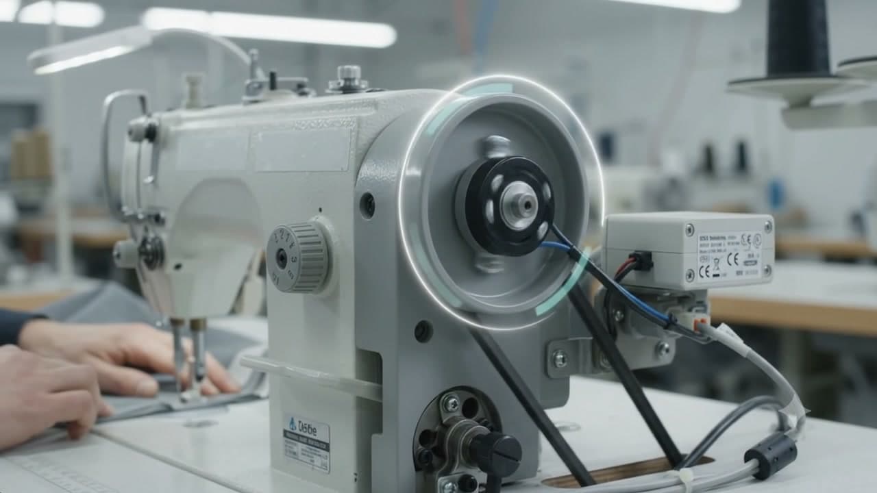 Industrial sewing machine fitted with a connected activity sensor